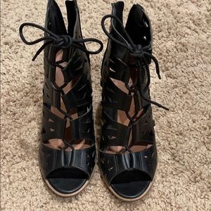 Black lace up heel bootie